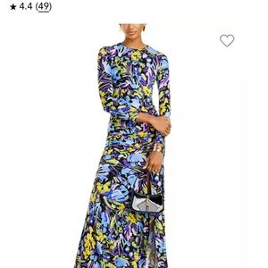 Aqua Blue and Yellow  Maxi Dress